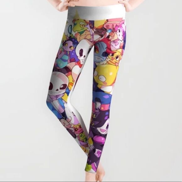 Society 6 Undertake heart leggings white with printed characters size Medium - Picture 1 of 10